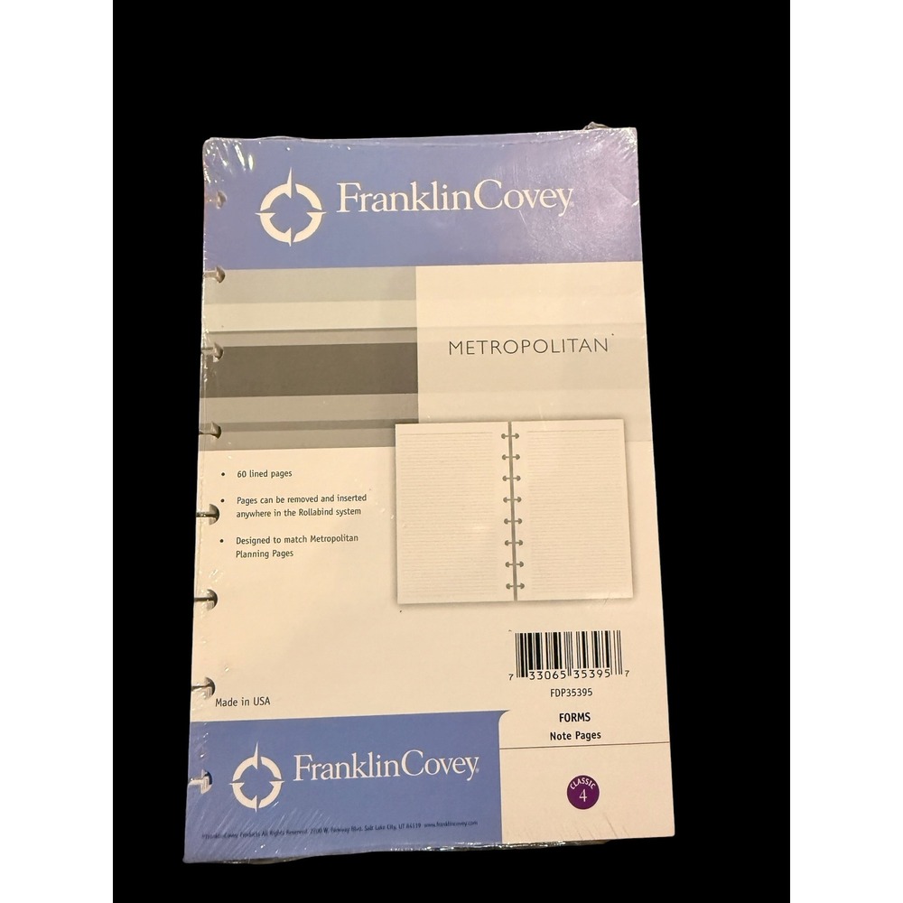 FranklinCovey Metropolitan Classic 4 Note Pages Lined Refill 60 Sheets FDP35395